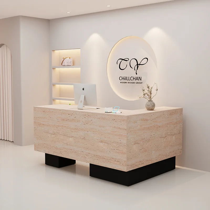 %*y 2 Person  MDF Reception Desk Luxury Front Counter Modern High Gloss Office Hotel Salon Custom Size Color OEM Factory