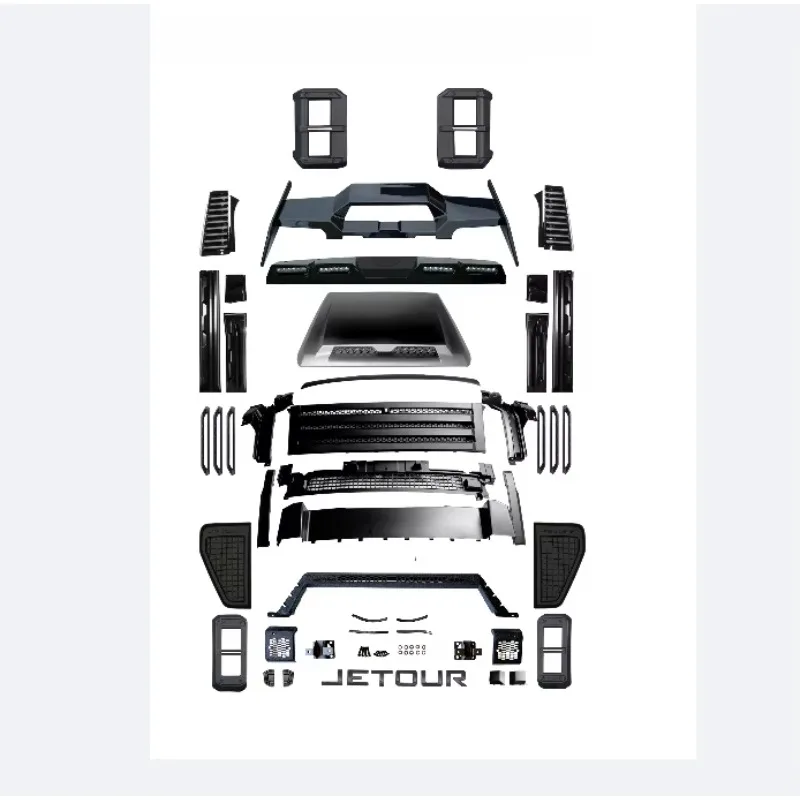 

Tom AutoFor Jetour Traveller T2 ABS Car Body Kit Front Bumper Grille Side Skirt Rear Spoiler Car Upgrade Black Whirlwind Package