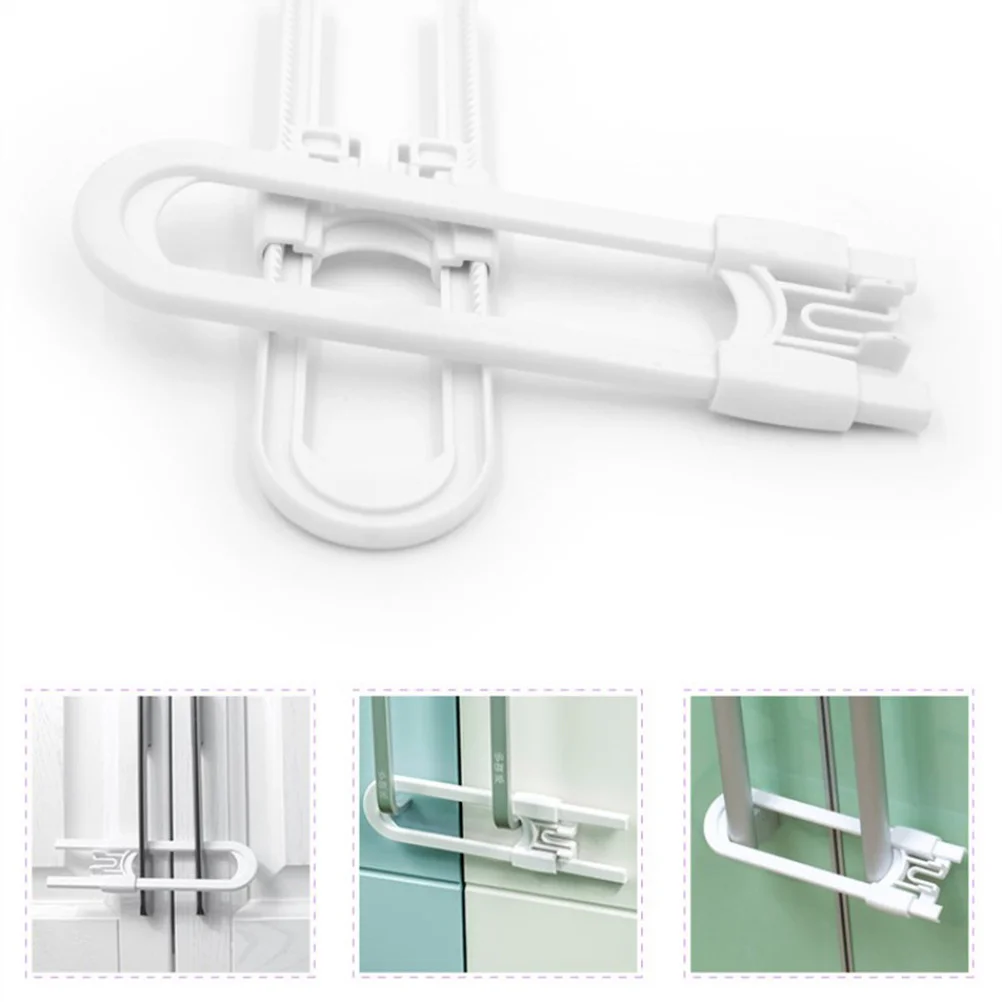 

2Pack Baby Safety U Shaped Locks White Sliding Adjustable Cabinet Locks Childproof Latches for Kitchen Bathroom