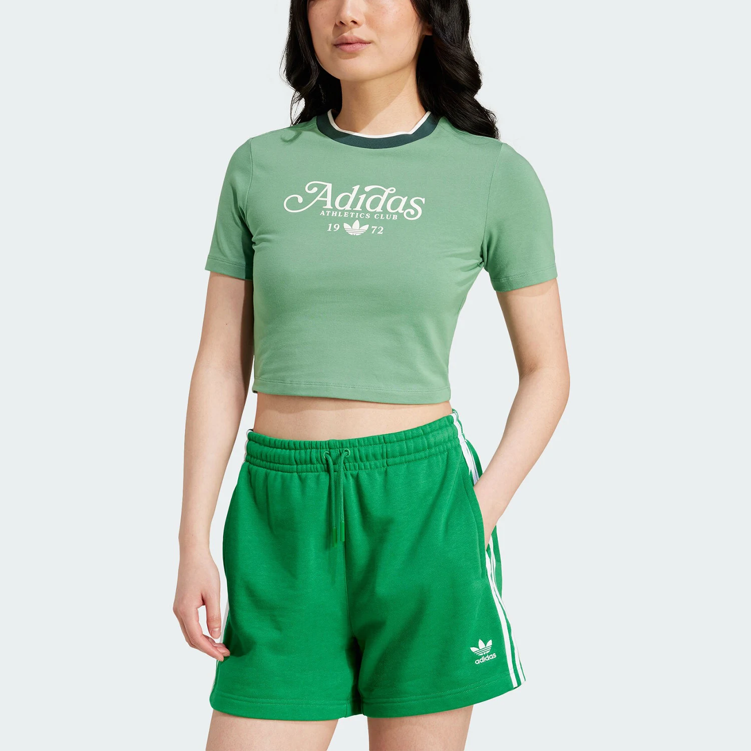 

Adidas Official Genuine Three Stripes Women's Short Sportswear Short Sleeve Round Neck T-Shirt IY5238