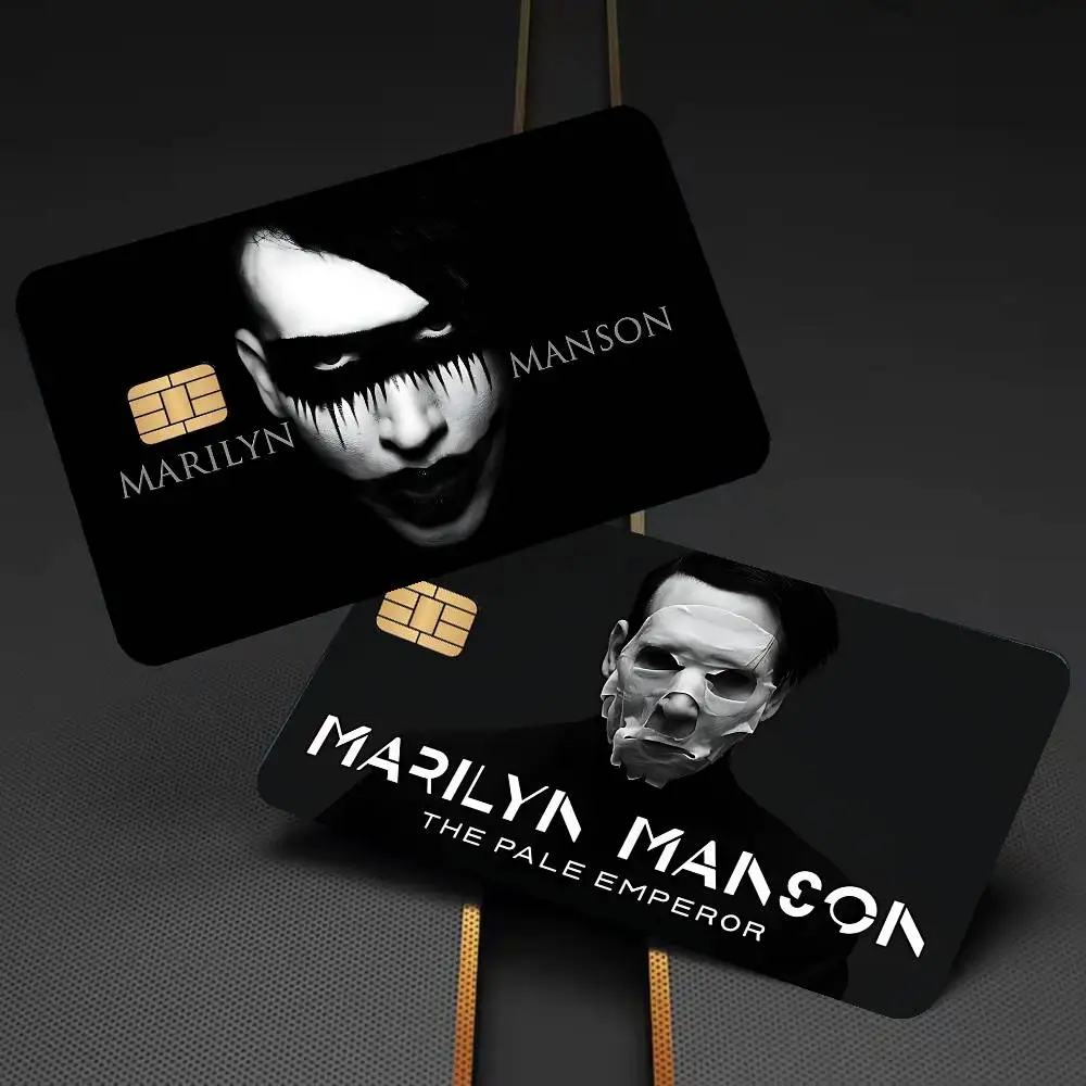 Rock Band M-Marilyn M-Manson Anime Front Cover Film Sticker Skin for Credit Debit Card Small Large Chip