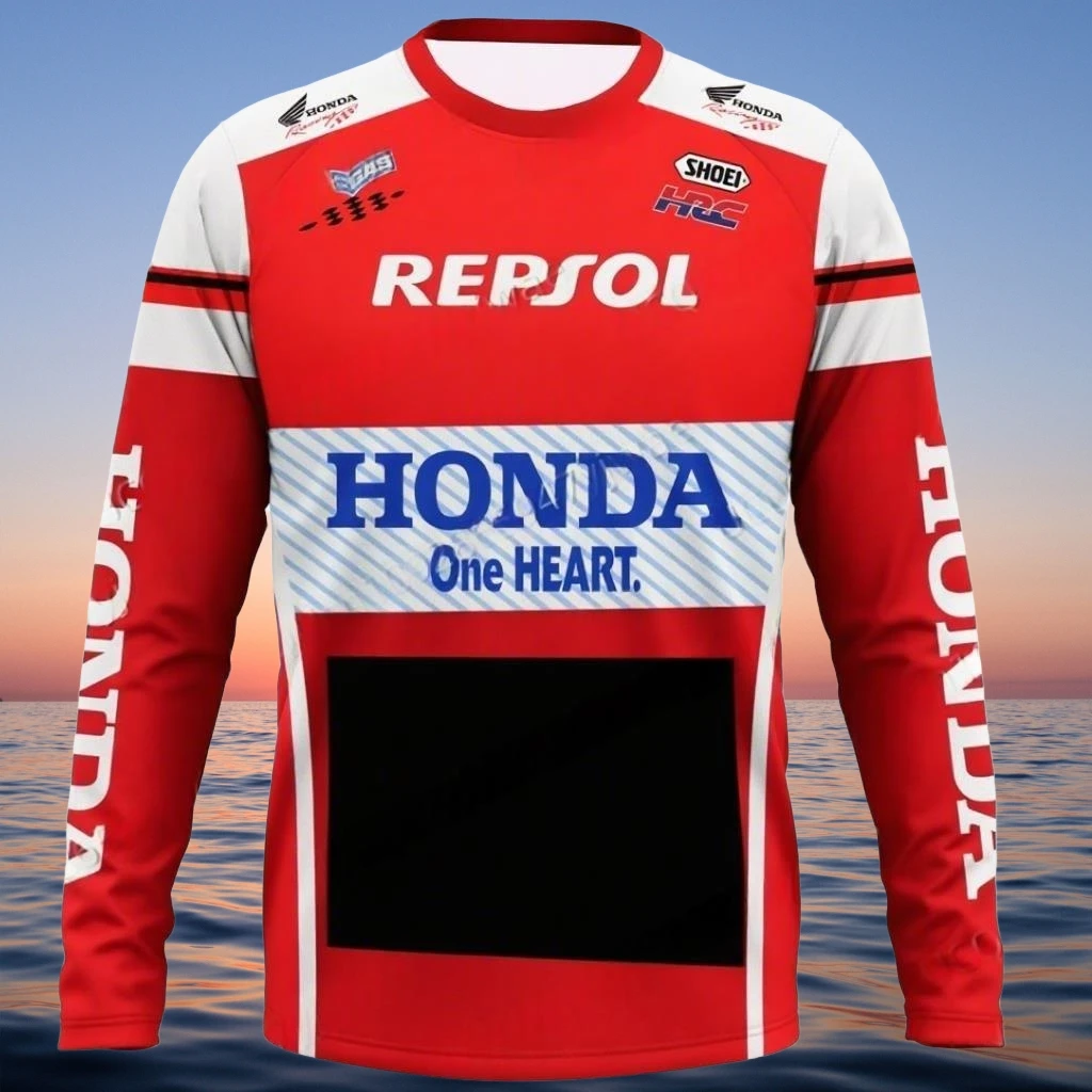 Nueva camiseta para motociclismo todoterreno, camiseta transpirable de secado rápido de manga larga para hombres y mujeres, camisetas para montar en Honda