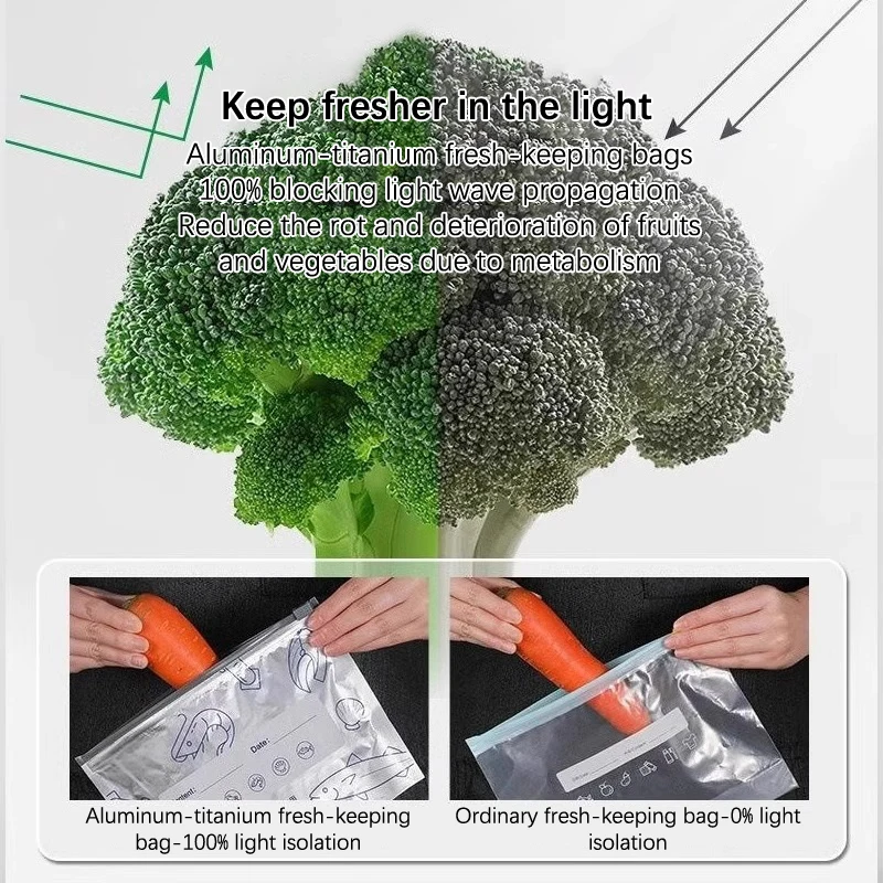 10pcs Aluminum Foil Fresh-keeping Bags Self Seal Reusable Packaging Bag Avoid Light Thickened Food Storage Bag Fruit Storage Ba