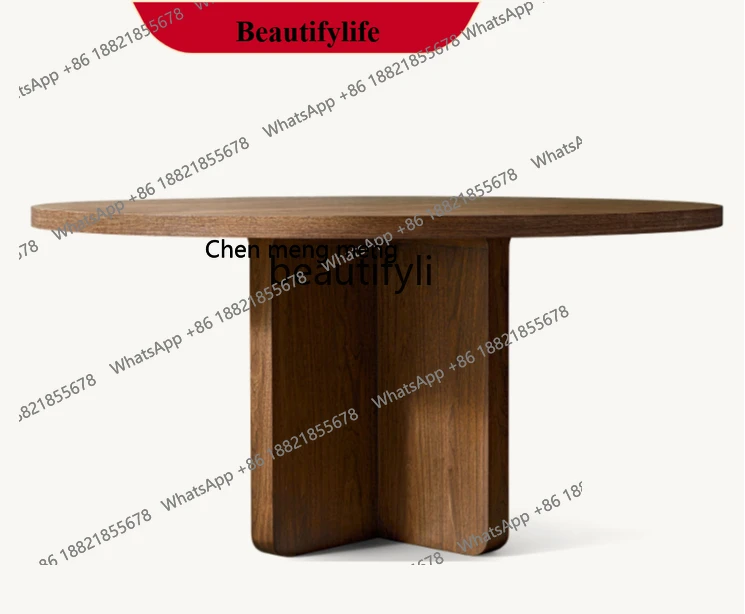 z183 American solid wood old dining table French retro simple desk, household round table solid wood