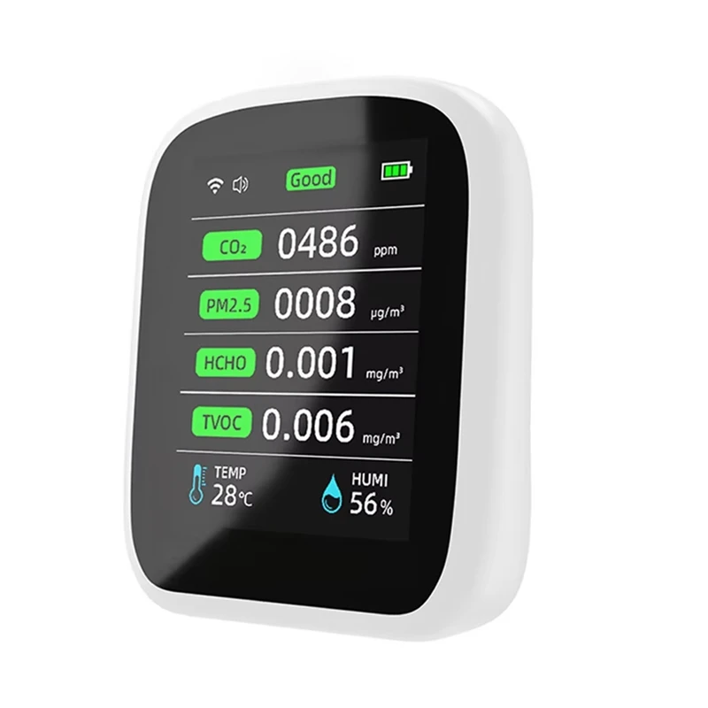 Tuya WIFI 8 y 1 Monitor de calidad del aire HCHO TVOC PM1.0 PM2.5 PM10 probador temperatura humedad medidor Detector de dióxido de carbono