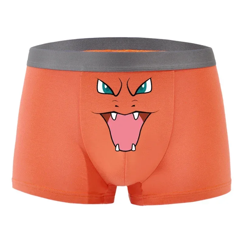 Ropa interior de Pokemon para hombre Bulbasaur Squirtle Gengar Charizard Pikachu Anime Kawaii grafeno 3A calzoncillos antibacterianos de algodón