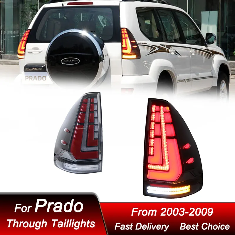 Car LED Tail Lights For Toyota Prado 2003-2009 new style FULL LED Tail Lamp Dynamic Turn Signal Light Tail Lamp Assembly