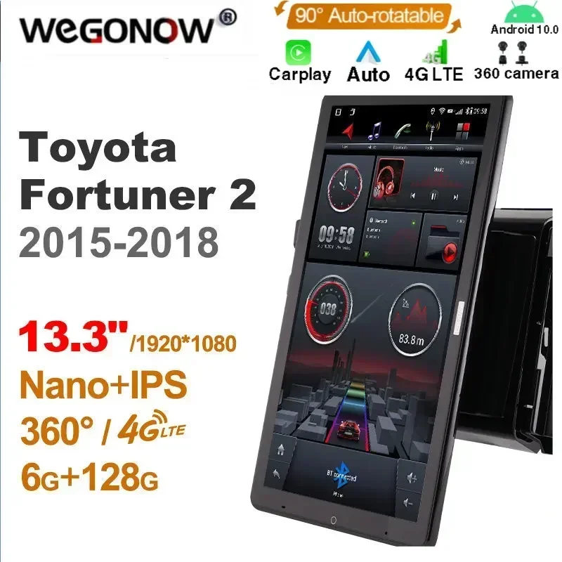 

1920*1080 Nano Ownice Android10.0 для Toyota Fortuner 2 2015-2018 автомобильный радиоприемник аудио 13,3 дюйма IPS вращающийся 360 6G 128G Tesla Style