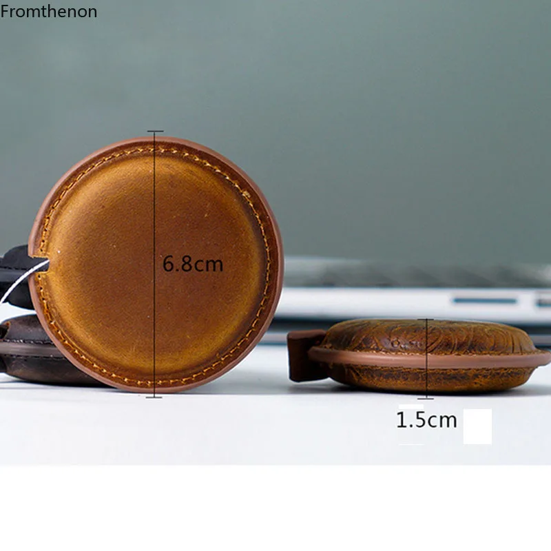 Fromthenon Crazy Horse Leather Handmade Mini Tape Measure Pull Rule Retro Vintage 150cm/60\