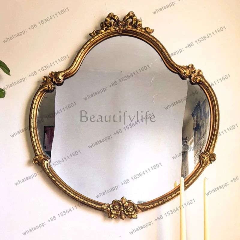 European retro light luxury dressing mirror living room entrance dining room wall decorative mirror
