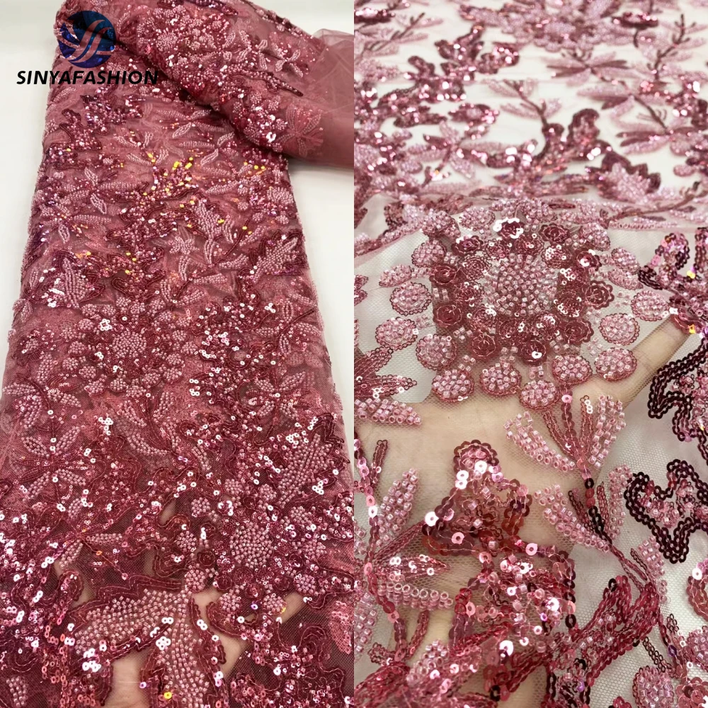 

Tim African Embroidery Beads Nigerian Sequins Lace Fabric 2024 High Quality French Wedding Luxury Beaded Lace For Women Dress