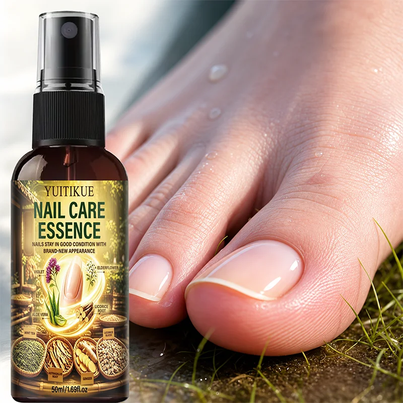 YUITIKUE 50ml Nail Care Essence Spray Natural Herbal Extract Nourish Repair Brittle Damaged Nails Cuticle Care Liquid