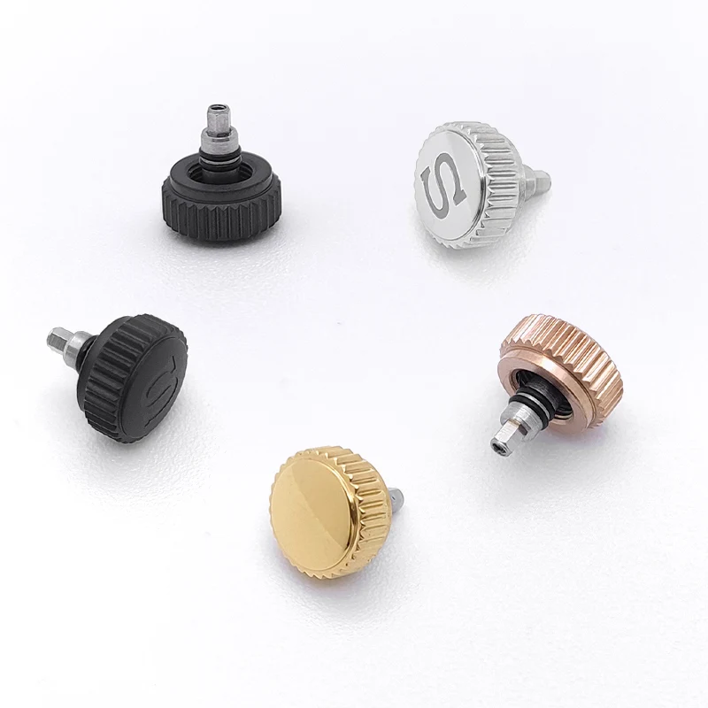 Nautilus Crown Steel S Logo Sterile Watch Parts For 7S26 NH35 NH36 Movement SKX007 Case Mod With Stem Accessory