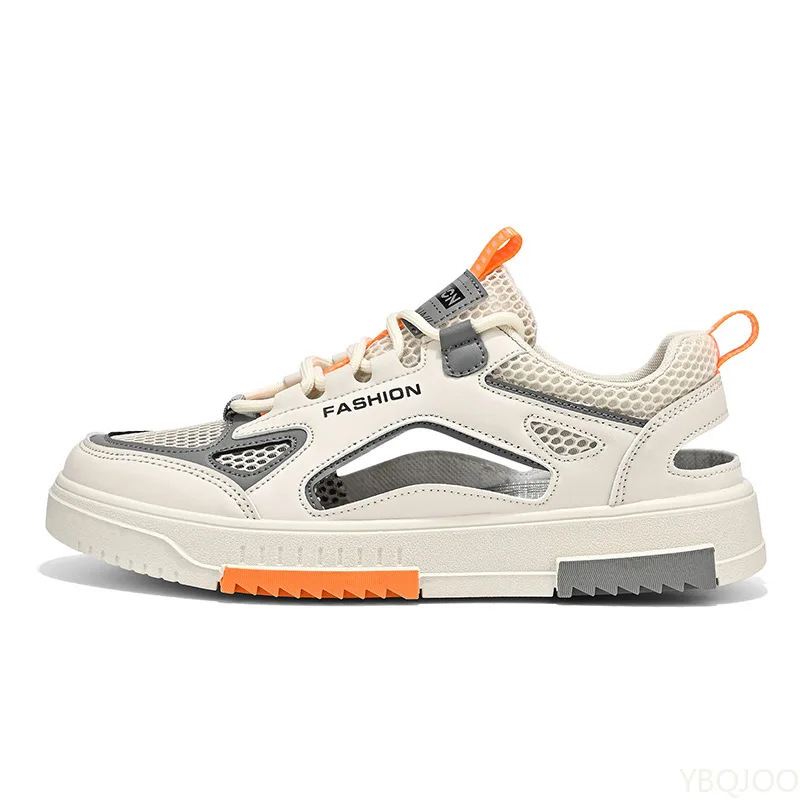 Herren Sommer neue hohle Mesh-Sportschuhe atmungsaktive bequeme Mesh vielseitige flache Schuhe lässig bequeme Herrenschuhe