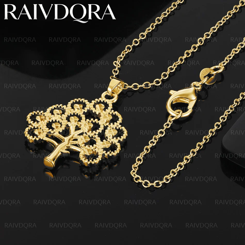 18K Gold Plated Tree Pendant Necklace For Women Men Creativity Gifts Street All-match Party And Daily Wear
