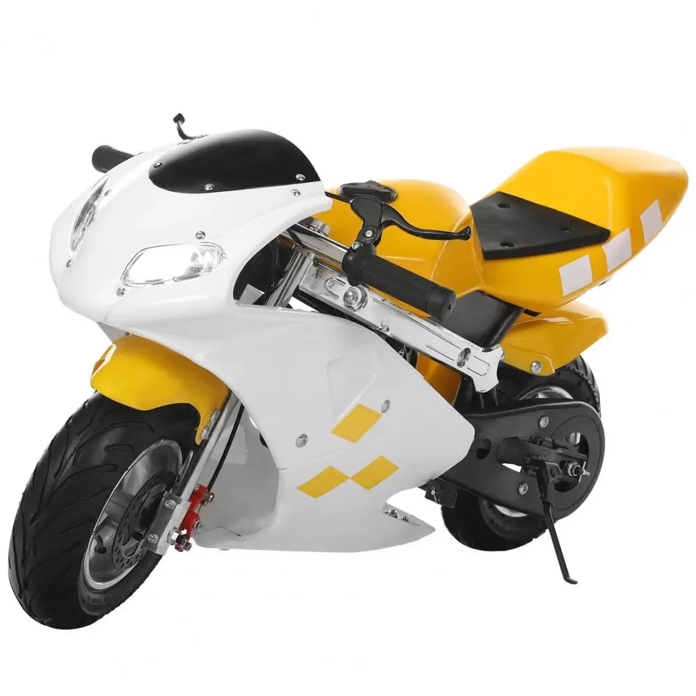 Mini Motorcycle, High Brightness 49cc 2 Stroke Kids Motorcycle With Chain Cover, Fast Speed Single Padded Seat Gas Motorcycle
