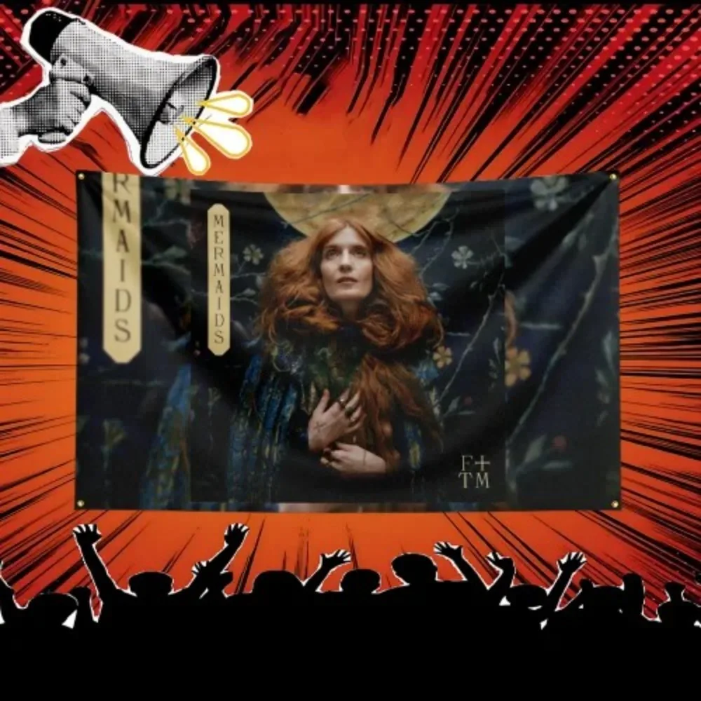 Florence & The Machine Inspired Rock Music Flag  Polyester Banner For Bedroom Wall Decor Music Fans Gift