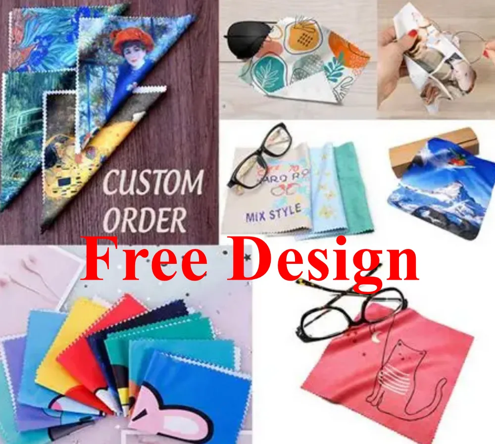 300Pcs/Pack Customized Logo Glasses Clean Cloth  Jewelry Cleaner Microfiber Wipes Eyeglasses, Camera Lens Cell Custom Picture