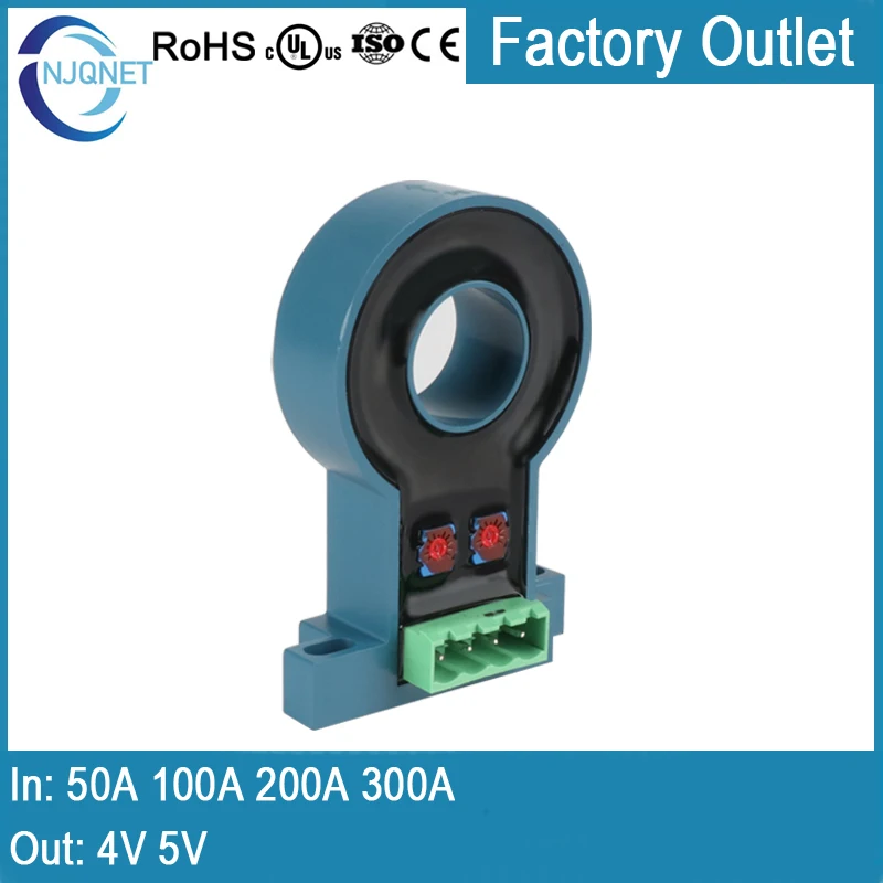 Hall-Effekt-Stromsensor mit geschlossenem Regelkreis QNHC6 AC DC 50A 100A 200A 300A Ausgang 4V 5V Hall-Stromwandler-Transformationssender