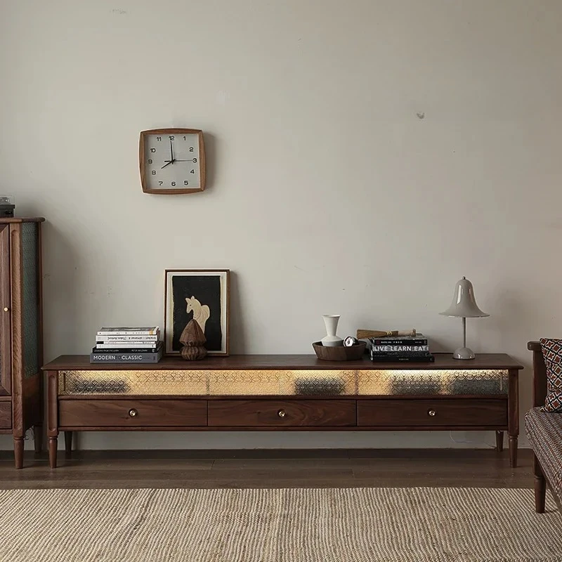 Tv Cabinet Wooden Drawers Storage Showcase Light Tv Stand Universal  Walnut Fernsehen Tisch Furnitu