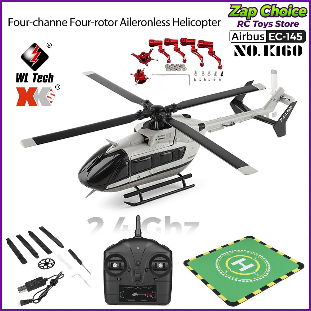 

WLtoys K160 EC-145 Бесщеточный радиоуправляемый вертолет 6G Гироскоп Удержание высоты Светодиодные фонари 2,4G Пульт дистанционного управления RTF Игрушка в подарок для мальчика и взрослых