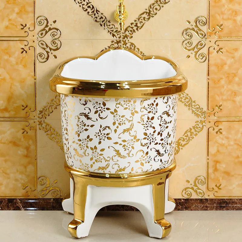 European-style golden mop pool Balcony Color mop pool Color gold Small Ceramic washing