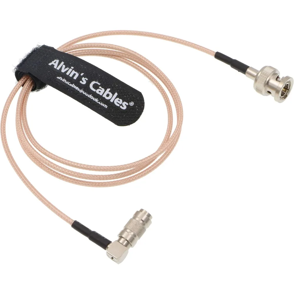 Alvin's Cables DIN 1.0/2.3 Mini BNC Right Angle to BNC Male 75ohm RG179 HD SDI Cable for Blackmagic 1M
