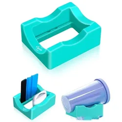 Tumbler Holder For Crafts Decals Tumbler Stand Curvature Supports Silicone Cup Holder With Builts-In Slot Mug Glass Cup Cradle