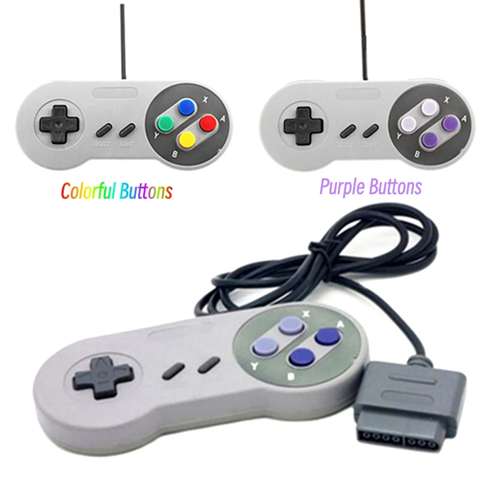 Replacement Gamepads For SNES For SFC 16 bit Video Game Console Handle Purple Colorful Buttons Controller Joystick Accessories