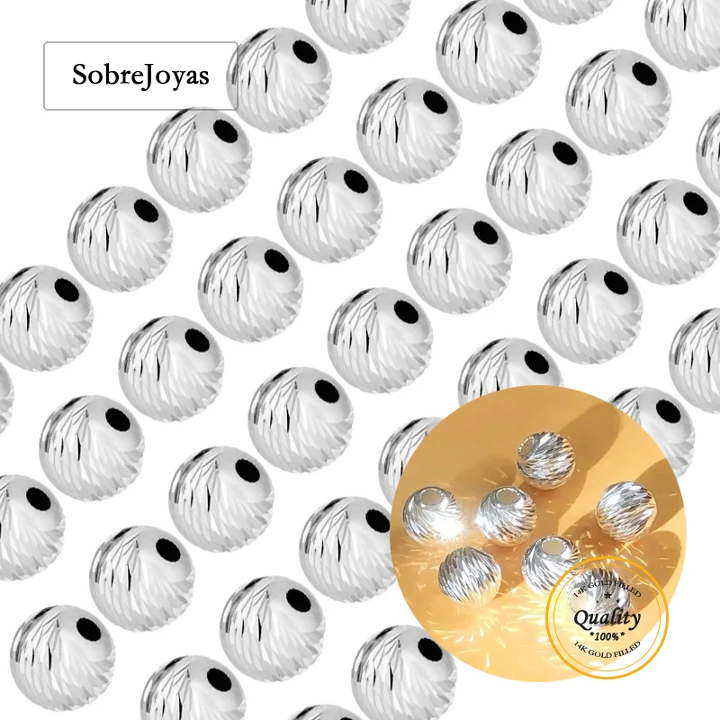 

925 Sterling Silver Diamond Cut round Beads 2mm-6mm for DIY Jewelry Making Silver Jewelry Findings Seed Beads