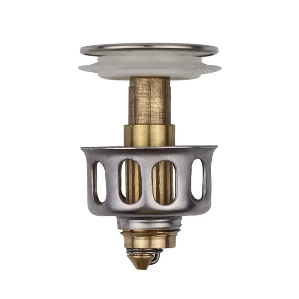 

Anti-Clogging Stainless Steel Drain Stopper Universal Press-Type Drain Filter Rebound Sink Drain Kitchen