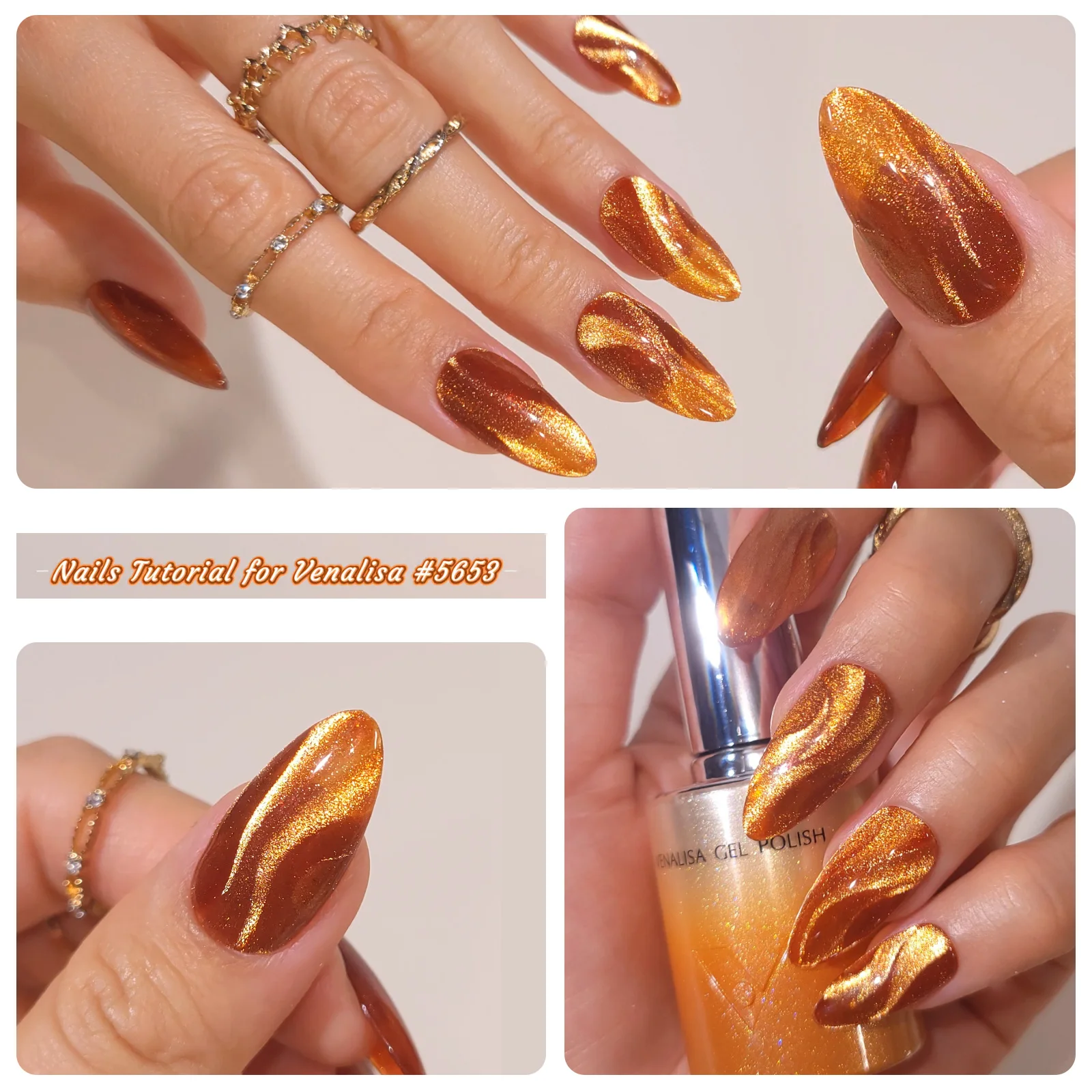 VENALISA 10ml Cat Eye Gel Polish #5653 Amber Copper Deep Glow Cat Eye Gel Autumn Collection Cool Colors Coffee Break Gel Varnish