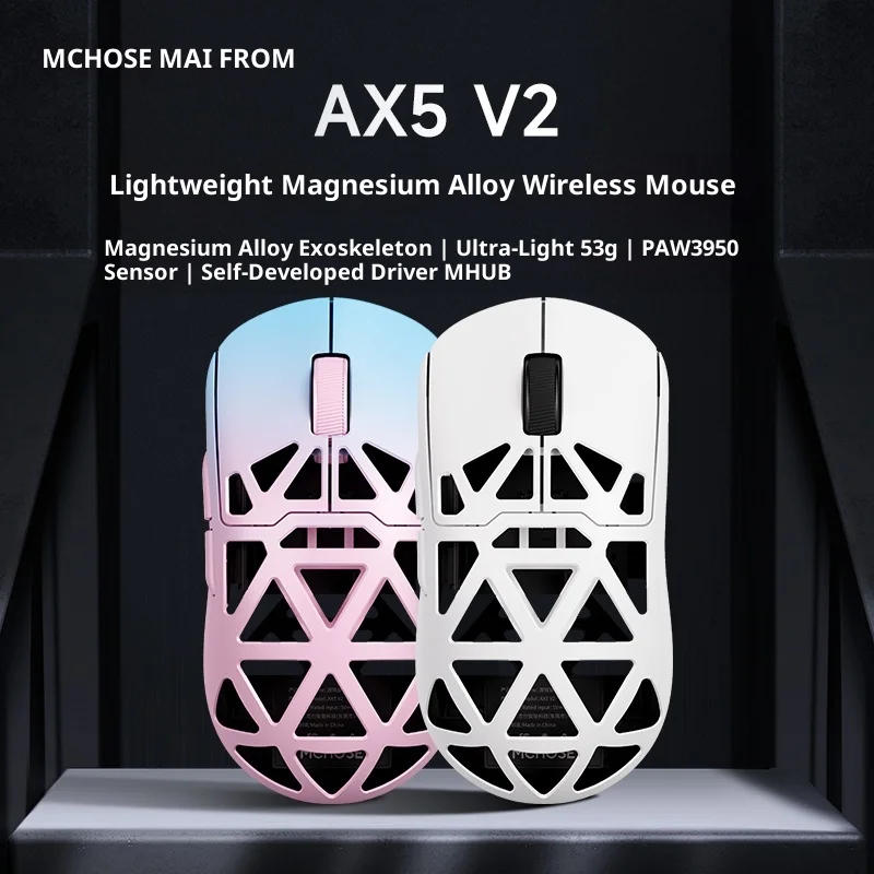 

Hot Selling Mchose Ax5 V2 Magnesium Alloy Wireless Mouse 8k Game Bluetooth The Three Modes Paw3950 Lightweight Game Mouse