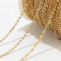 2M No Fade Stainless Steel Gold Textrued Cable Chain for DIY Girls Women Necklace Bracelet Jewelry Making Supplies