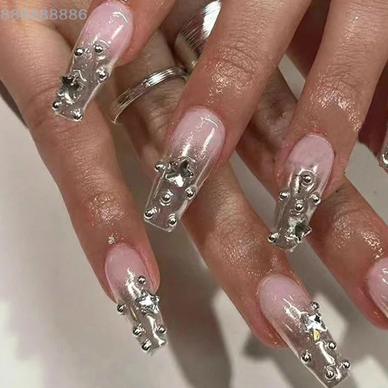 Metalowe nity ozdobne do manicure, 6 przegródek, 3D złote srebrne półokrągłe kulki, ozdoby do paznokci.