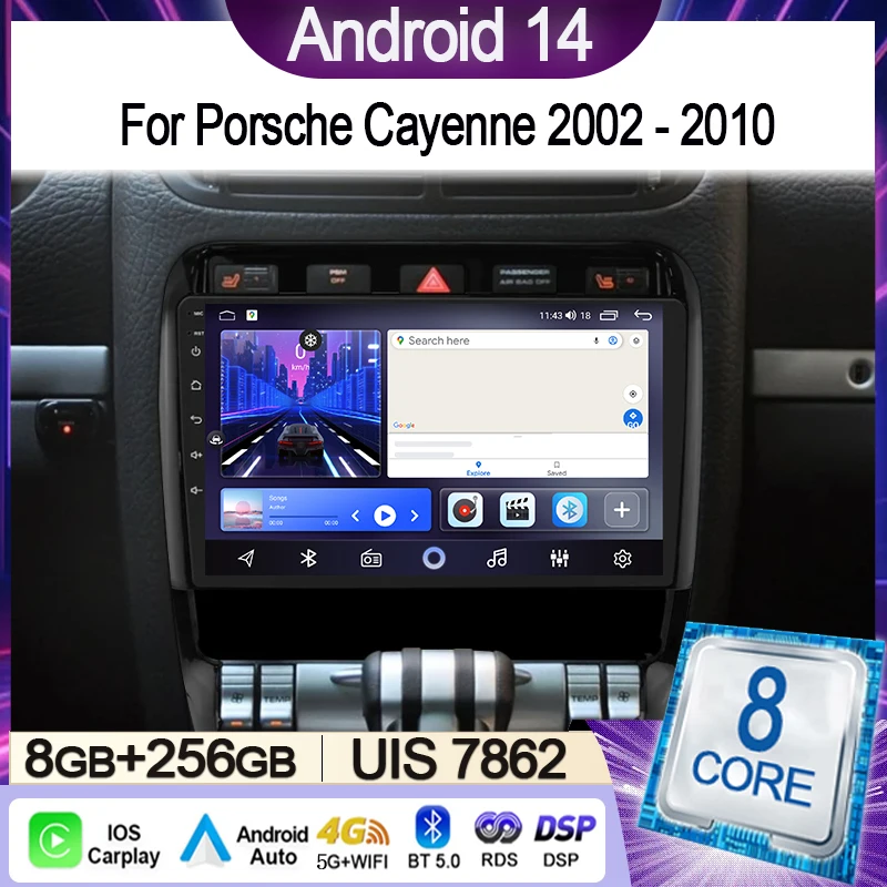 

Car Radio For Porsche Cayenne I 1 9PA 2002 - 2010 Multimedia Video Player Navigation stereo GPS wireless Carplay Android Auto
