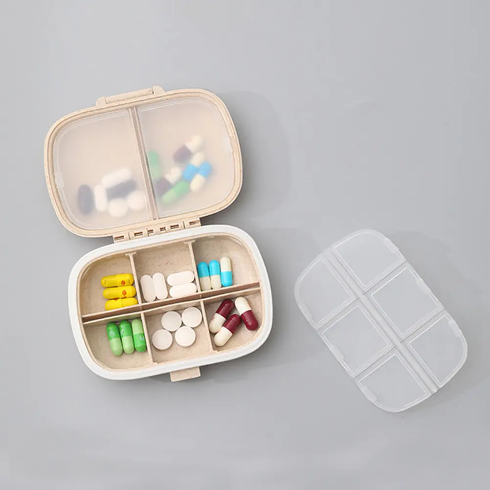 

2Pcs Portable Daily Organizer 8-Compartment Medicine Dispenser Compact Travel Case Airtight Vitamin Storage Container for Short