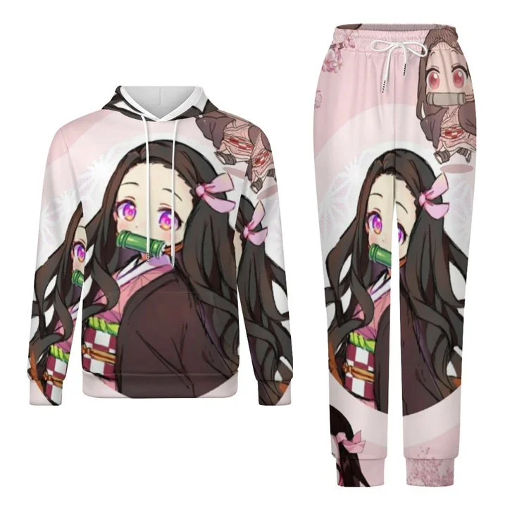 

Толстовки с капюшоном в стиле аниме «Демон», штаны для косплея с 3D принтом + толстовка, комплект из 2 предметов, спортивный костюм, мужские винтажные уличные комплекты с капюшоном большого размера