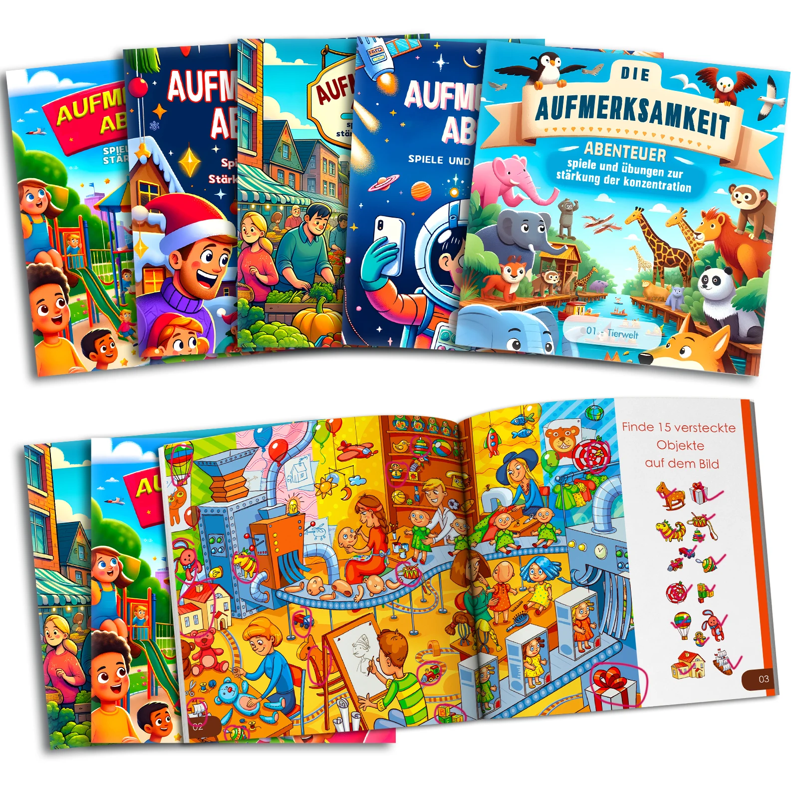 Concentration Training Books for Kids | Concentration Development for 3-10 Years | Interactive Playbook (German Edition)