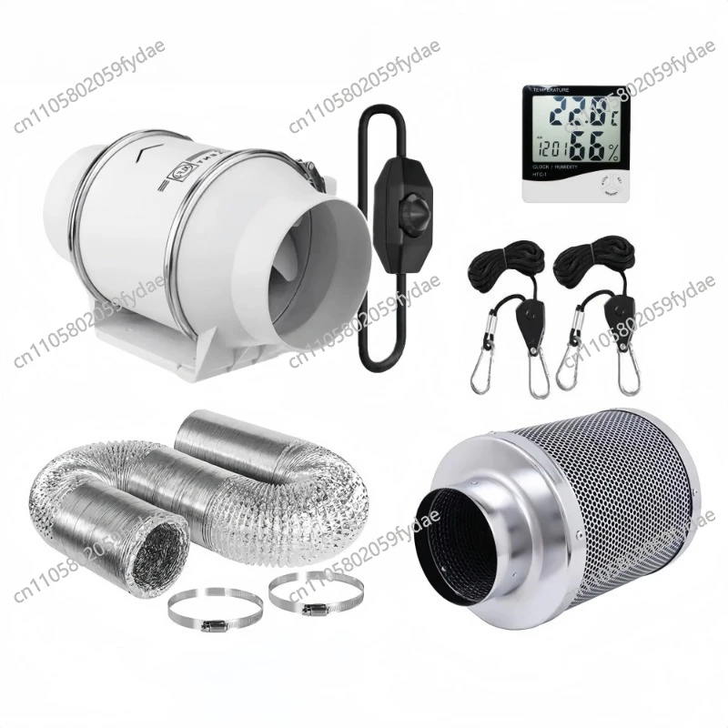 

Standard 4 Inch Stepless Speed Regulating Pipe Fan Carbon Can Filter Set