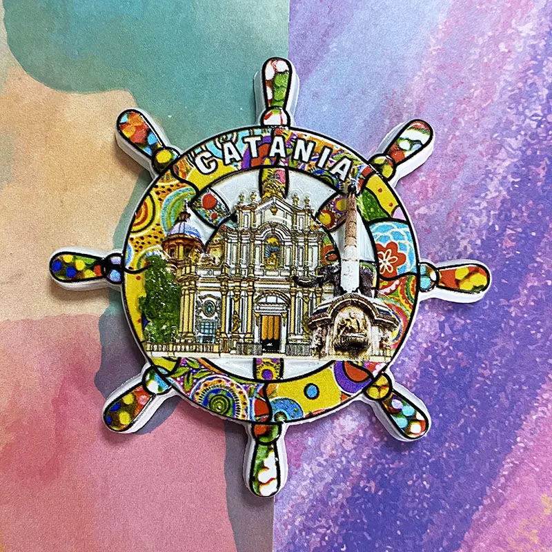 

Catania Tourist Souvenir Creative Ship Rudder 3D Decoration3dPainted Household Refrigerator Magnet Gift