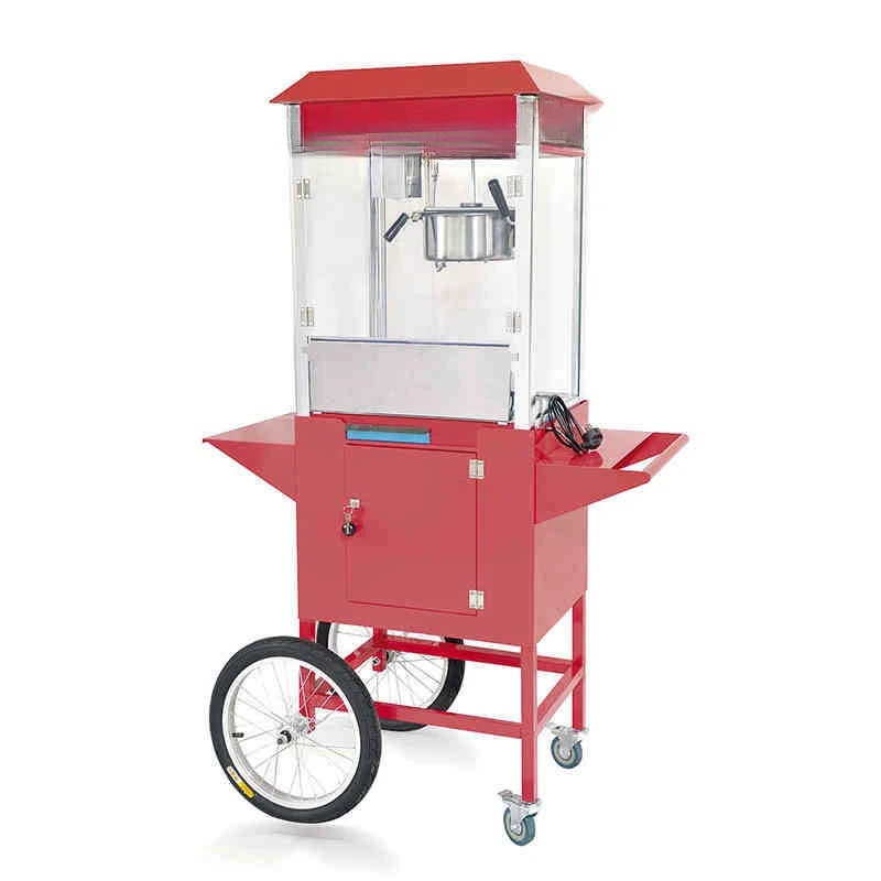 Popcorn machine stall automatic electric popping machine with cart spherical butterfly