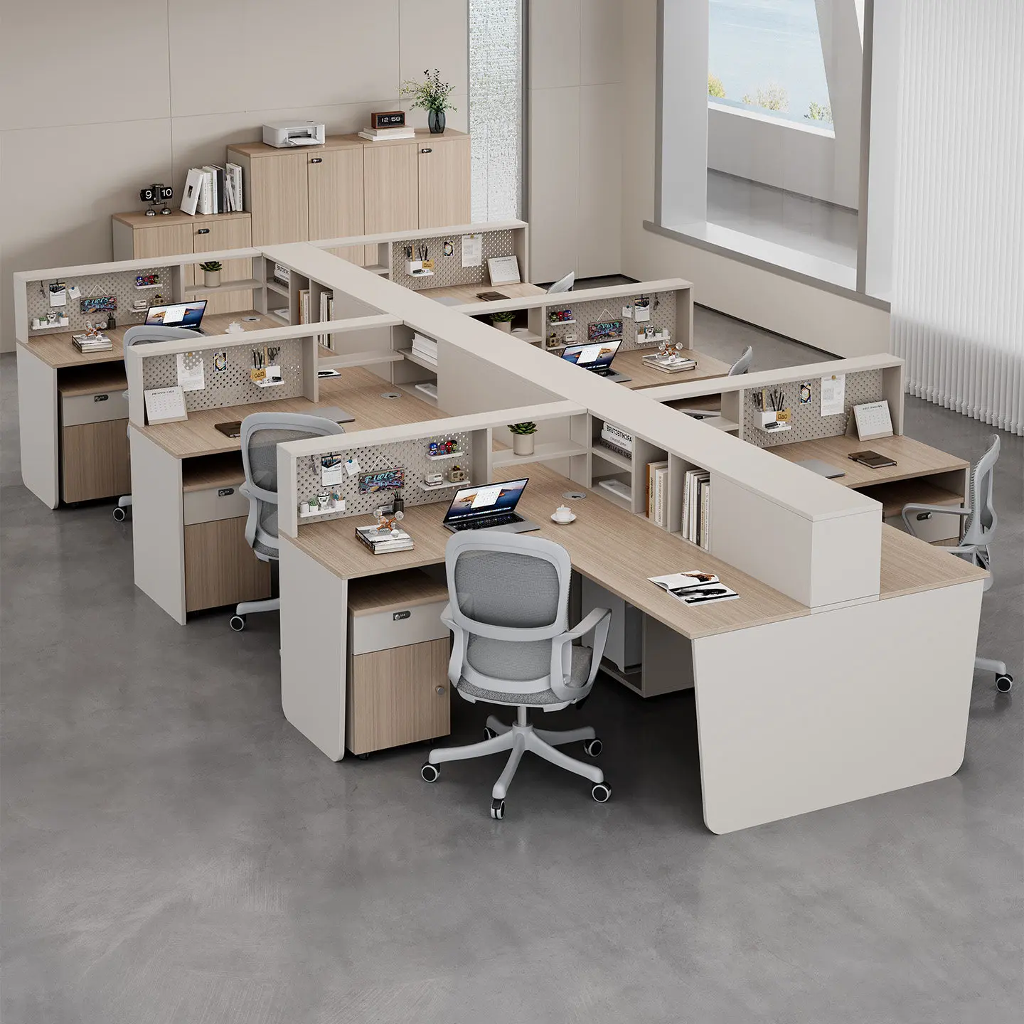 Desk Staff Station Simple Hole Board Financial Desk