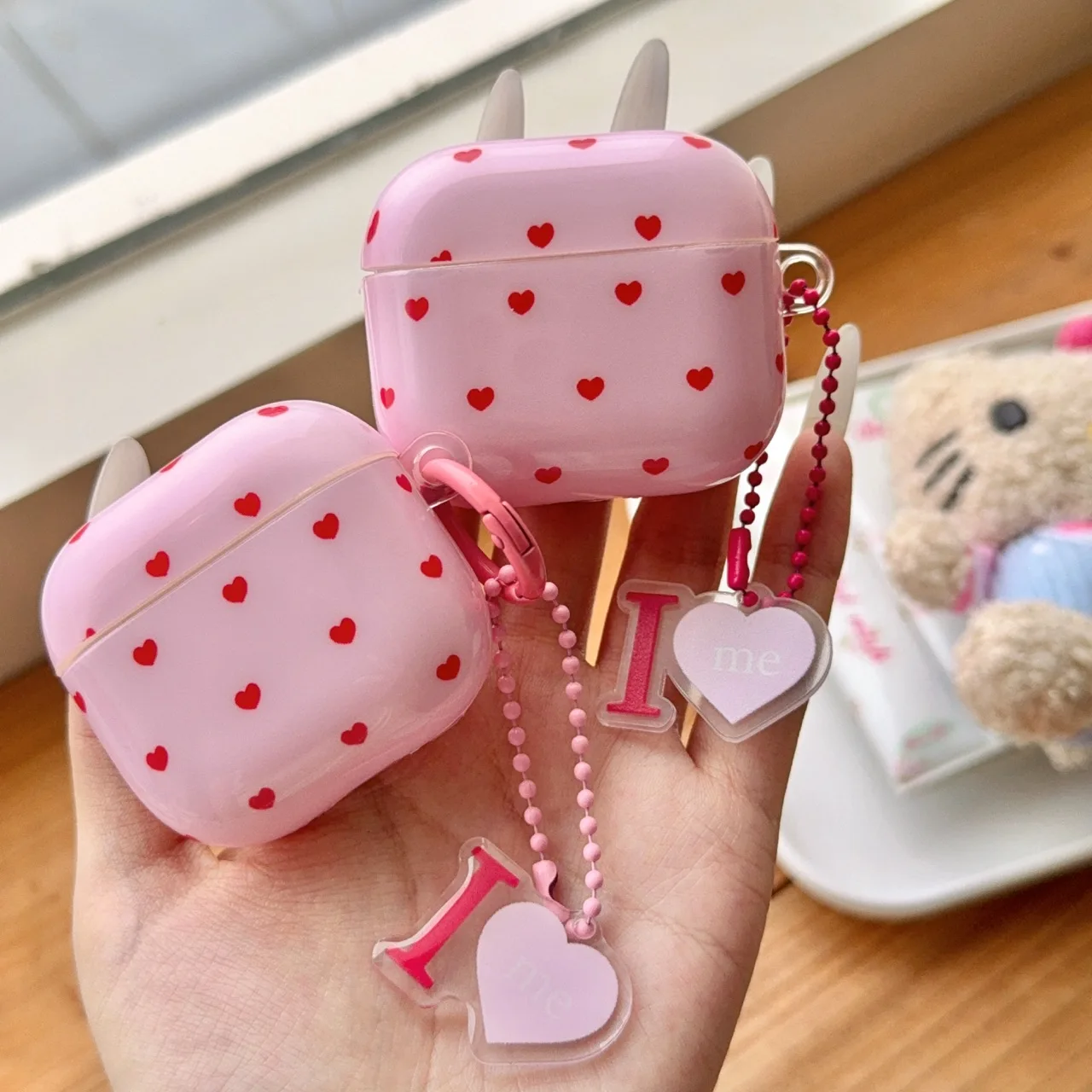 

Korean Cute KT Cat Earphone Case Suitable for Airpods 4 3 2 1 AirPods Pro 2 4 Earphones with Charm Kawaii Funda