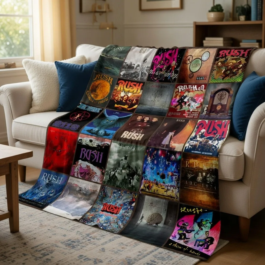 Customize Retro Rock Band Style Flannel Blanket Music Lover Cozy Throw Gift