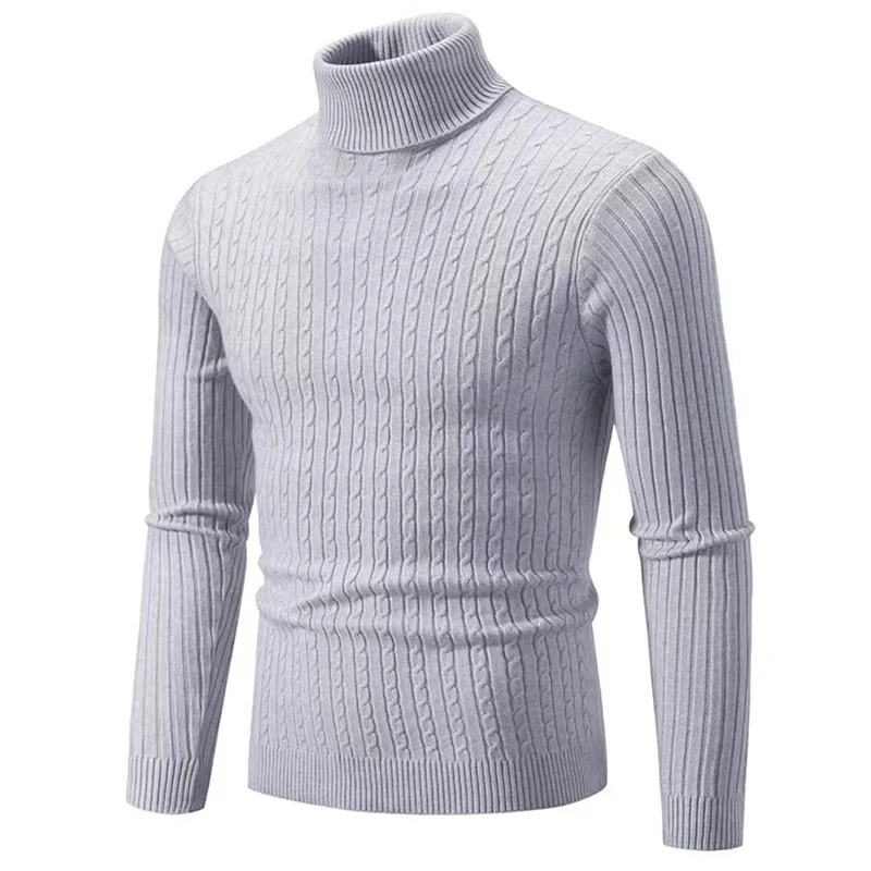 2026 New Men's High Neck Sweater Solid Color Pullover Knitted Warm Casual Turtleneck Sweatwear Woolen Mens Winter Outdoor Tops