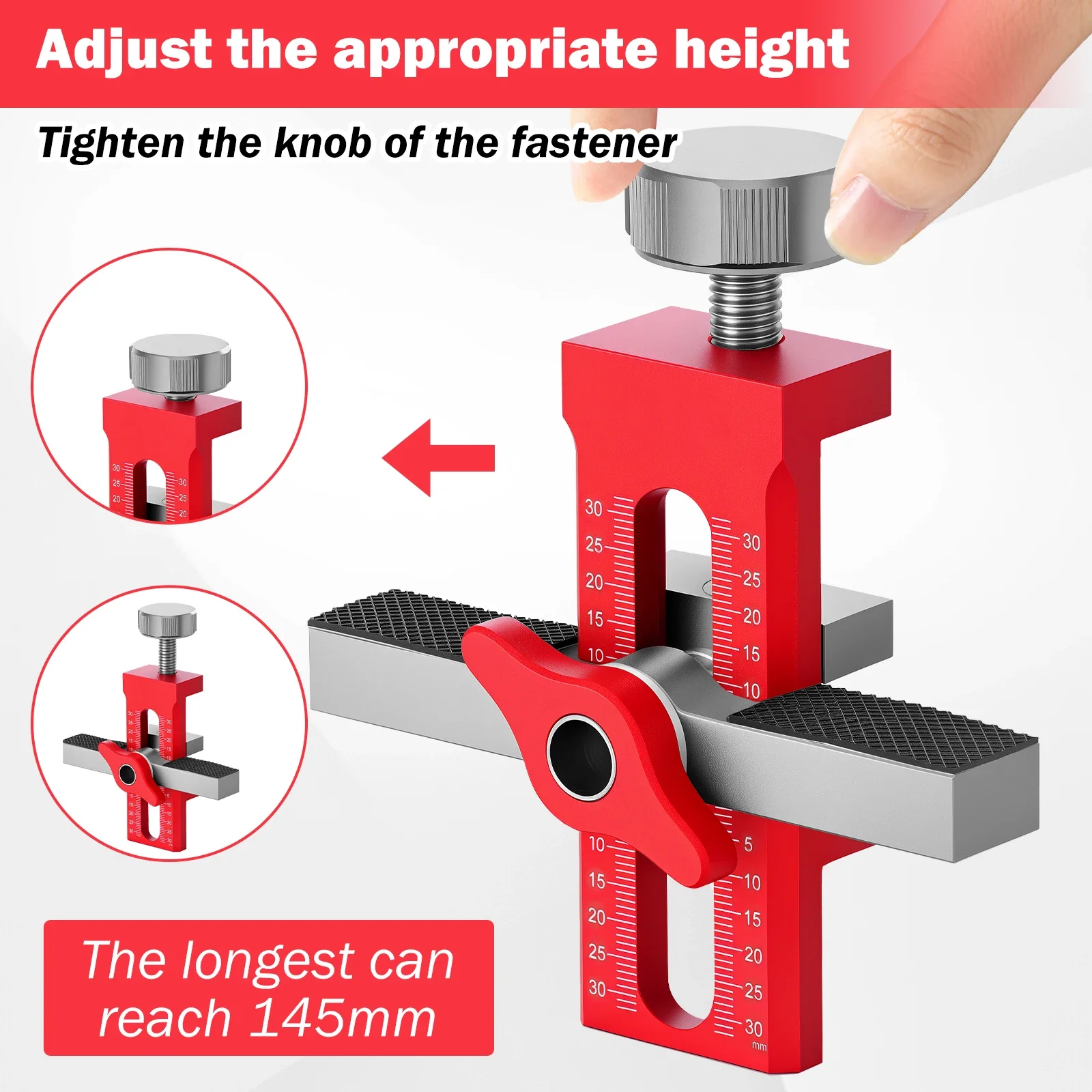 Adjustable Cabinet Door Mounting Jig Quick Positioning Hole Opening Tool Aluminum Alloy for Woodworking Installing Cabinets Tool