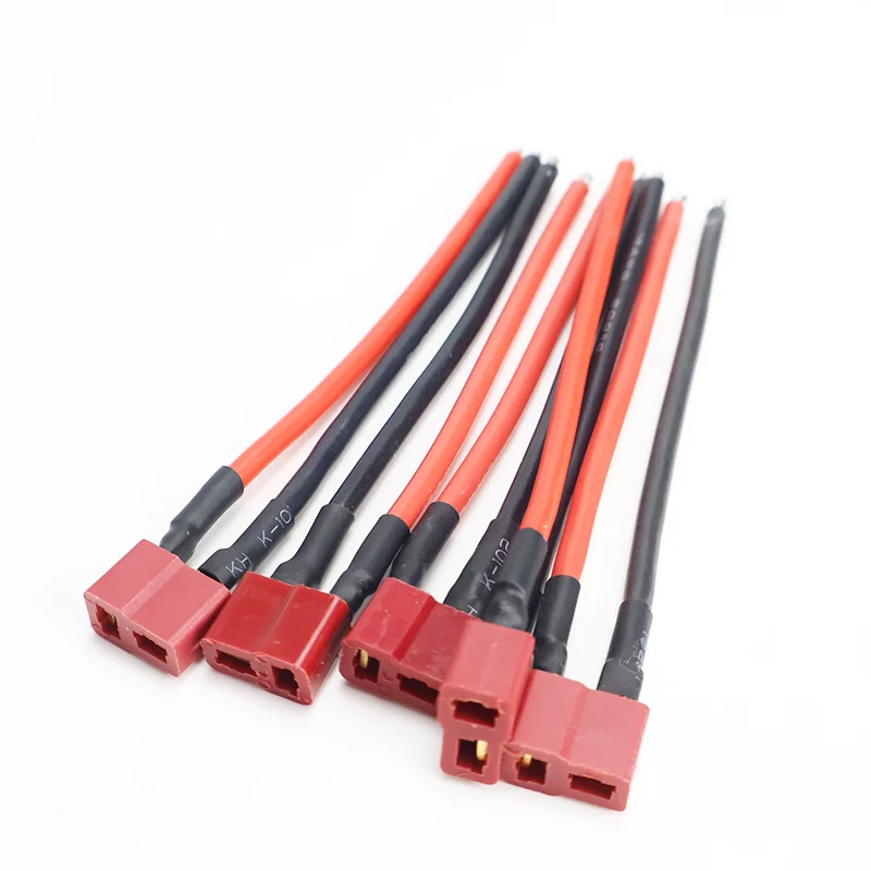 5 uds conector de clavija en T macho/hembra 10cm 14AWG Deans Cable Ultra Pigtail Cable de silicona suave para RC Hobby Quadcopter batería Lipo