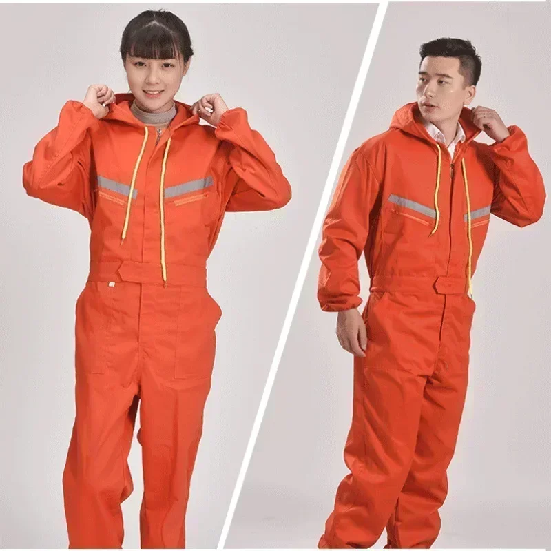 Work Clothes Reflective Zipper Pockets Unisex Work Overalls Safety Worker Coveralls for Auto Repairmen Mechanics for Dust-proof