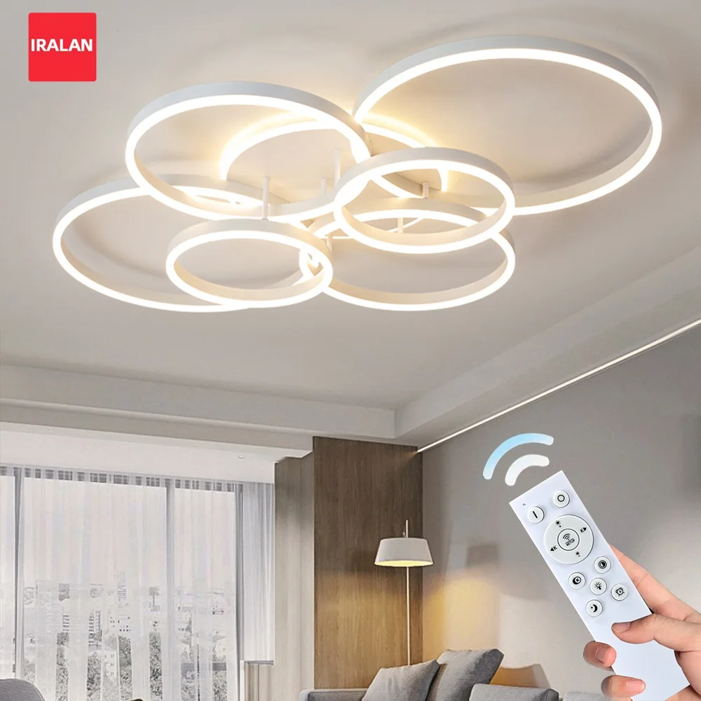 

IRALAN Round Design LED Ceiling lamp For Living Room Bedroom Gold White Rings Lighting Fixtures Luminaire Ceiling Chandelier